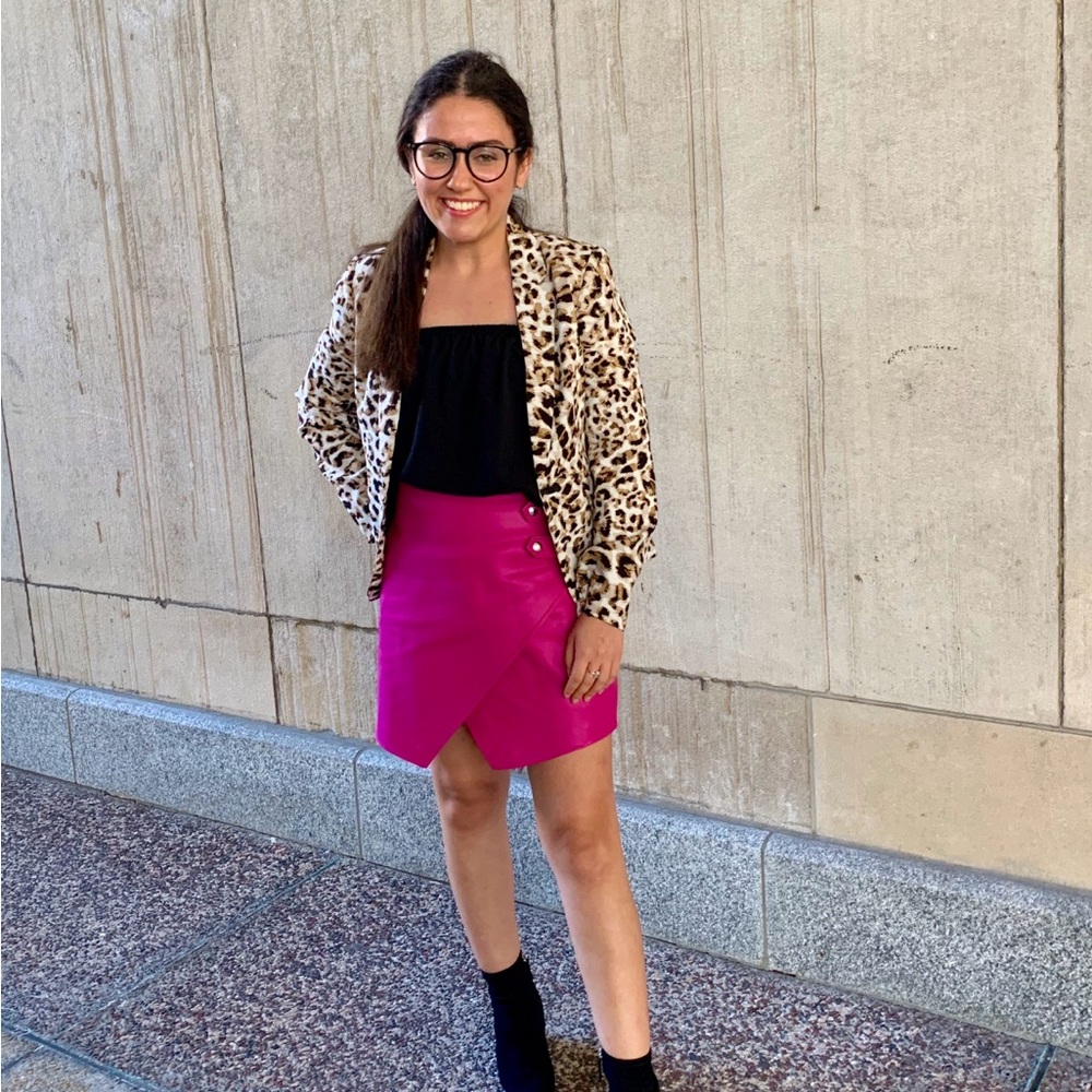 Blank NYC Hot Pink Asymmetrical Mini Pencil Skirt